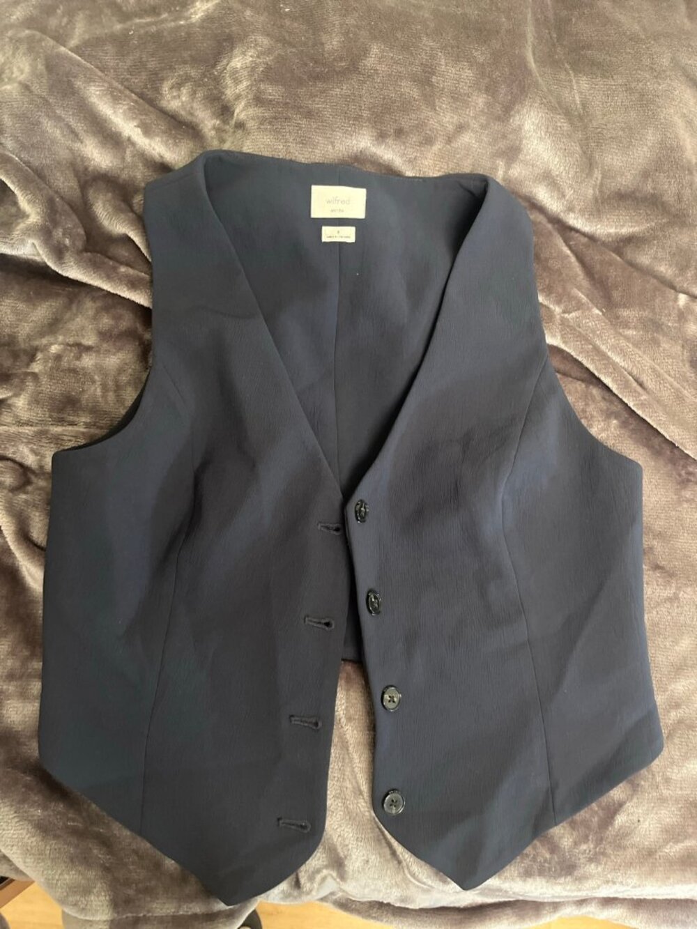 Aritzia Wilfred Regal Vest Dark Navy Size 8 Never Worn